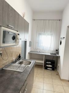 Η κουζίνα ή μικρή κουζίνα στο Cozy apartment near hockey & football arena