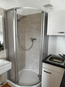 施泰尔Yellow House Apartments - Top 2的浴室配有淋浴和洗手池