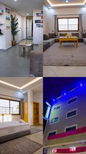 4 vistas diferentes a una sala de estar y una sala de estar en Residence Fakir, en Dakhla