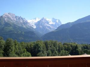 a view of a mountain range with snow capped mountains at Fewo Zenger Jossi in Hasliberg