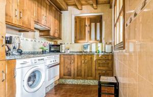 eine Küche mit Waschmaschine in der Unterkunft Casa Enacantadora en TresCares Junto a Ruta de el Cares y Picos de Europa in Oceño
