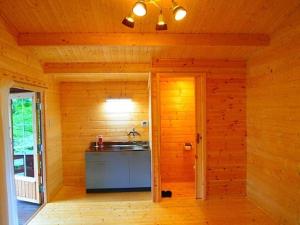 ShirasuForesters Village Kobitto Southern Alps Camp Field - Vacation STAY 78098v的木制客房内的厨房设有水槽