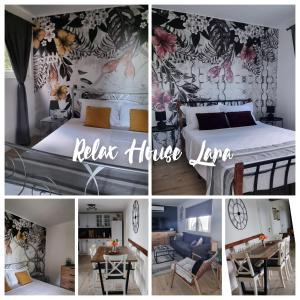 a collage of pictures of a bedroom and a living room at Relax House Lara in Krapinske Toplice in Krapinske Toplice