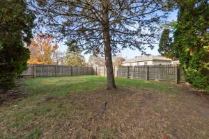 a tree in a yard next to a fence at Dublin Blue Haven - Home for 12 in Dublin