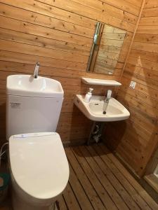 une salle de bains avec toilettes et lavabo dans l'établissement Sky Lodge Gingamura - Vacation STAY 84483v, à Shironita