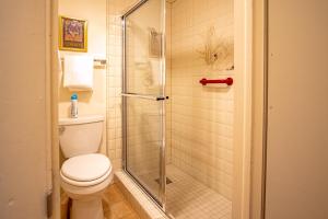 un bagno con wc e doccia in vetro di C21 Bigwood - Stunning Baldy Views a Sun Valley Altre 34 foto