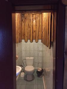 ポルタヴァにあるSauna complex Parkaの小さなバスルーム(トイレ、シンク付)