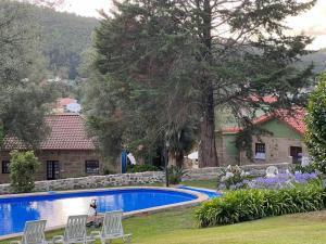 a swimming pool in the yard of a house at Casa dos Assentos in Quintiães