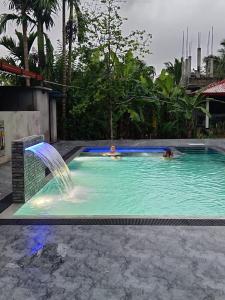 - 2 personnes dans une piscine avec fontaine dans l'établissement Peacock Villa Resort, à Uda Walawe