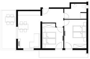 a floor plan of a house at Stilvolles Appartment Für Sechs Personen in Unterburg am Klopeiner See