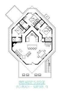 ein Grundriss eines Hauses in der Unterkunft 8 Sides of Sunshine 3 Ensuite Bedrooms Surf Spot in Surfside Beach