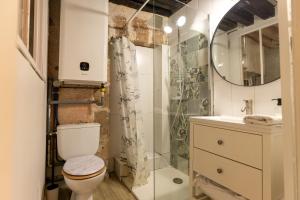 a bathroom with a toilet and a shower and a sink at Blois hypercentre, calme, charme avec terrasse in Blois