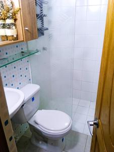 a bathroom with a toilet and a sink at habitacion en casa de familia in Rionegro
