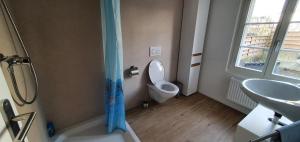 a bathroom with a toilet and a sink at Glorios in Heiden