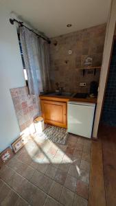 eine Küche mit Spüle und Arbeitsplatte in der Unterkunft Les Perles du Ried - Gîte 206 in Boofzheim