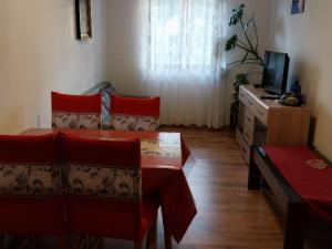a living room with a couch and a television at Apartment Modric - Two Bedroom Apartment With Terrace in Senj
