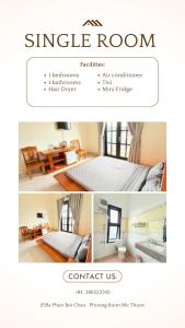 a collage of three pictures of a single room at Doi Ngoai Bien Phong SPA Hotel in Buon Ma Thuot +6 photos