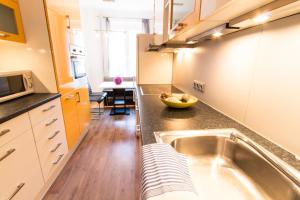 uma cozinha com um lavatório e uma bancada em Apartment Dieselgasse em Viena