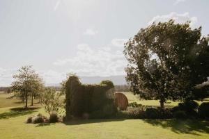 an old building in a field with a tree at Linnaeus Farm, Berry - by Linnaeus Collection in Berry