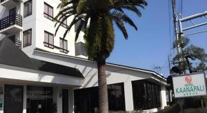 eine Palme vor einem weißen Gebäude in der Unterkunft Hotel Kaanapali in Shirako