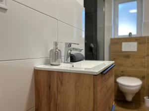 Un baño con lavabo e inodoro en Chata Pri Potoku 2, en Valča