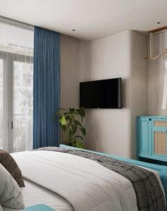 TV a/nebo společenská místnost v ubytování HUBMULTI HÒN THƠM free cable car