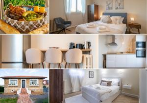 un collage de photos d'une chambre et d'une chambre d'hôtel dans l'établissement Chez papa - 3 lits - Confortable & spacieux, à La Ferté-Gaucher