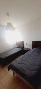 two beds sitting next to each other in a bedroom at Chez domi piscine résidence claire rive in Prayssac
