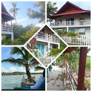 a collage of photos of a house and the water at Apart Cabaña KTIK in San Bernardo del Viento