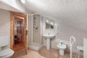 une salle de bain avec toilettes, lavabo et douche dans l'établissement Da Gigi e Laura, à Cogne 27 autres photos
