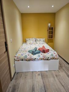 Postel nebo postele na pokoji v ubytování Cœur de Jardin - Spa PRIVE - Jacuzzi - Unique & Cosy - Route des Vins