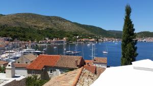 a view of a harbor with boats in the water at Buena Vis-ta Apartments with the Sea View in Vis