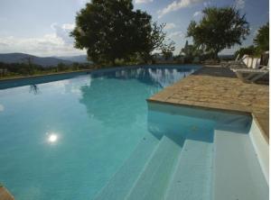 ein großes Schwimmbecken mit blauem Wasser in der Unterkunft Ferienwohnung "Il Fienile" in Umbertide + 23 Fotos