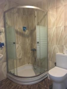 a shower stall in a bathroom with a toilet at Star Palace in Antalya