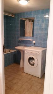 une salle de bains avec lave-linge et toilettes dans l'établissement Edelweiss - Grust, Panoramique Sud, à Grust