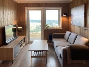 a living room with a couch and a tv at Apartment in Gol Skisenter in Gol
