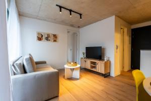 ein Wohnzimmer mit Sofa und Fernseher in der Unterkunft Live Smart in Montevideo