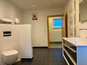 un baño con inodoro y lavabo en Die Kromarin, en Kleinsölk 38 fotos más
