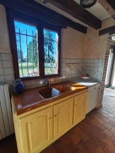 Η κουζίνα ή μικρή κουζίνα στο Havre de paie en Sologne avec piscine