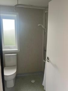 a bathroom with a toilet and a window at Highland Park Cottage in Kirkwall +7 photos