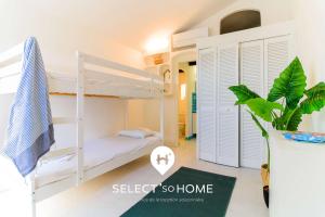 1 Schlafzimmer mit 2 Etagenbetten und einer Topfpflanze in der Unterkunft SELECT'SOHOME - Mas des Canadels - Maison pour 6 personnes avec jardin privé ! - RCMAS in Rayol-Canadel-sur-Mer