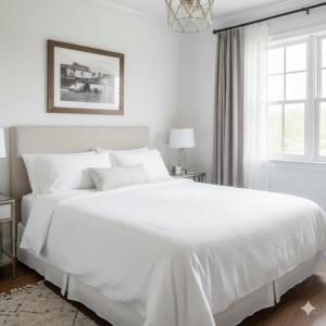 Un dormitorio blanco con una cama blanca y una ventana. en The Aesthetic Nest Boutique Stay, en Haripūr