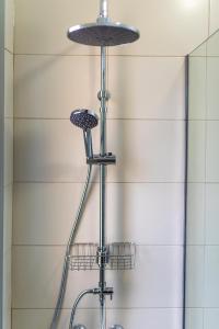 圣地亚哥海滩Casa Los Mangos的带淋浴头和淋浴头的淋浴间