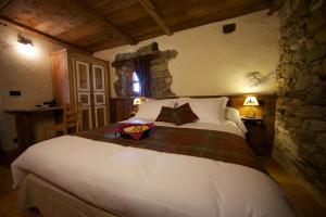 een slaapkamer met een groot bed in een kamer bij A barma drola in Brusson