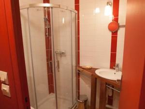 ein Badezimmer mit Dusche und Waschbecken in der Unterkunft Séjour nature au cœur du Parc de la Brenne: gîte 4 chambres, jardin et terrasse, proche de Rosnay - FR-1-591-141 in Rosnay