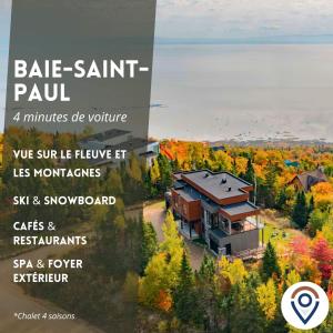 ein Flyer für ein Haus mit Herbstlaub in der Unterkunft Le Saint-Laurent in Petite-Rivière-Saint-François
