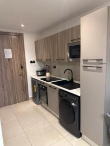 une cuisine avec un évier et un lave-vaisselle dans l'établissement Executive studio at East Legon, à Accra