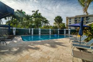 ein Pool mit Stühlen und Sonnenschirmen neben einem Gebäude in der Unterkunft Casa Cordova Apartments By Lowkl in Fort Lauderdale + 6 Fotos