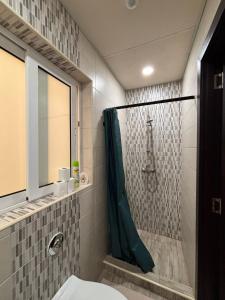 a bathroom with a shower with a sink and a toilet at Sliema Central with Balcony Airconditioned and Comfortable Self Check IN in Il-Gżira +9 photos