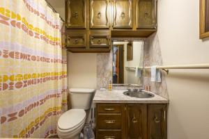 ein Badezimmer mit Toilette und Waschbecken in der Unterkunft Inventor's Cottage 30 Night Minimum in Underwood + 28 Fotos